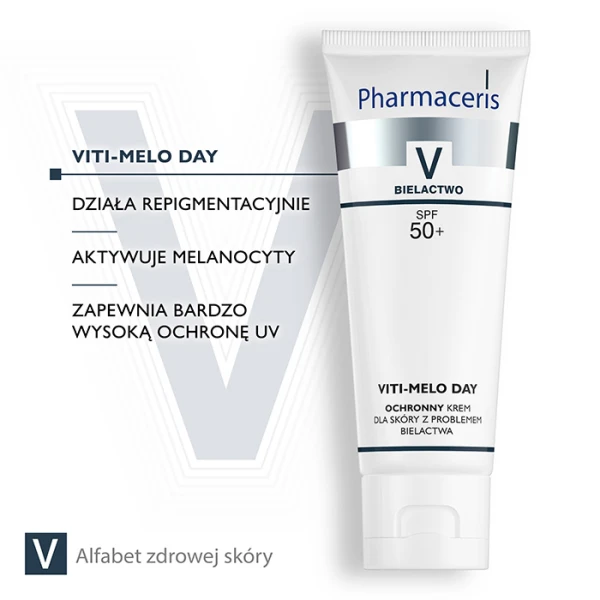 PHARMACERIS V VITI-MELO DAY Krem ochronny dla skóry z problemami bielactwa SPF50+, 75 ml 4