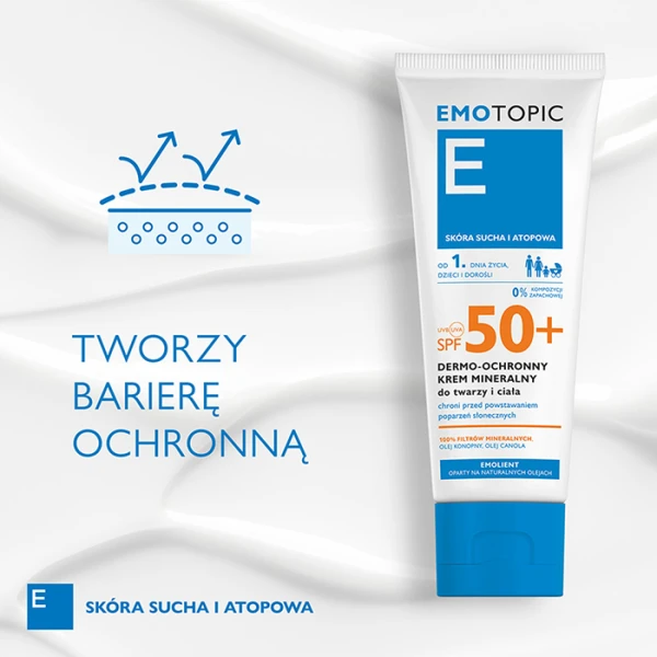 EMOTOPIC Krem do twarzy i ciała dermo ochronny mineralny SPF 50+ od 1. dnia życia, 75 ml 3
