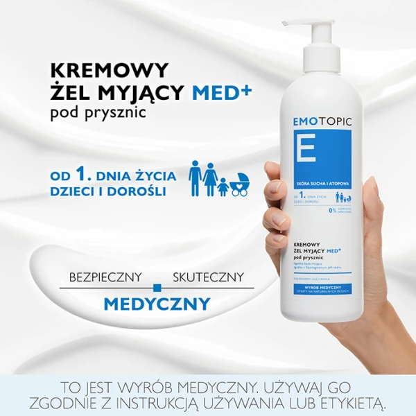 EMOTOPIC Med+ Żel pod prysznic myjący kremowy, 400 ml 2