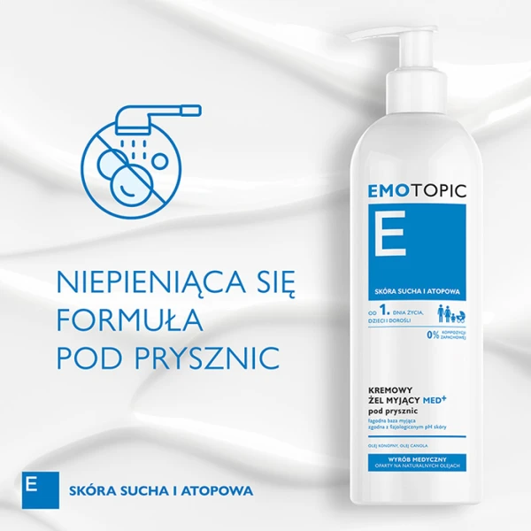 EMOTOPIC Med+ Żel pod prysznic myjący kremowy, 400 ml 3