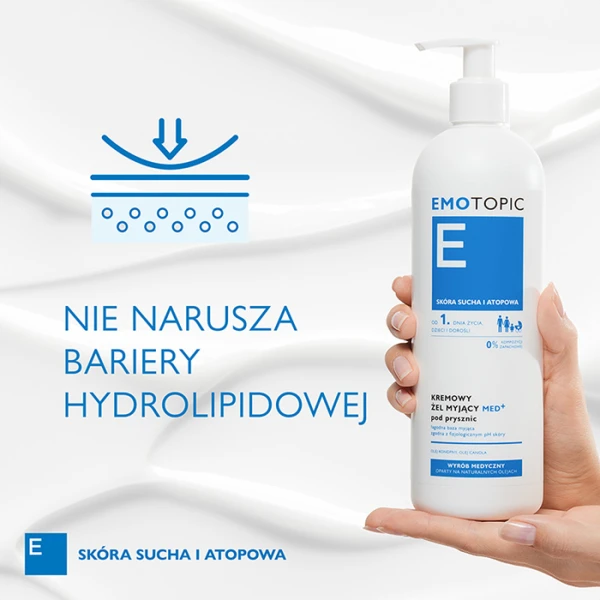 EMOTOPIC Med+ Żel pod prysznic myjący kremowy, 400 ml 4