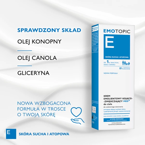 EMOTOPIC Med+ Krem do ciała kojąco-zmiękczający emolientowy, 200 ml 1