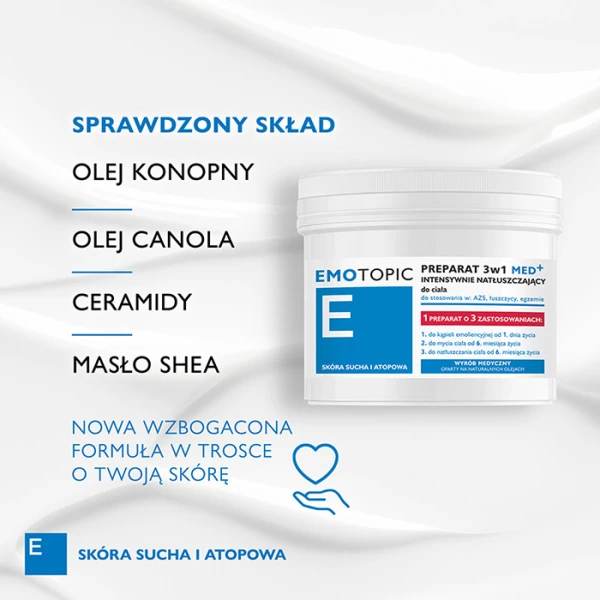 EMOTOPIC Med+ Preparat do ciała intensywnie natłuszczający 3w1, 500ml 1
