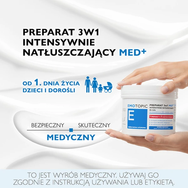 EMOTOPIC Med+ Preparat do ciała intensywnie natłuszczający 3w1, 500ml 2