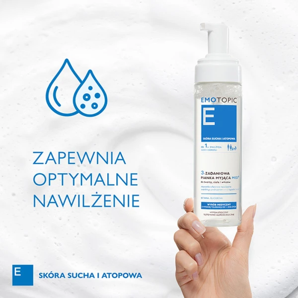 EMOTOPIC Med+ Pianka myjąca do twarzy, ciała i włosów 3 zadaniowa, 200 ml 4
