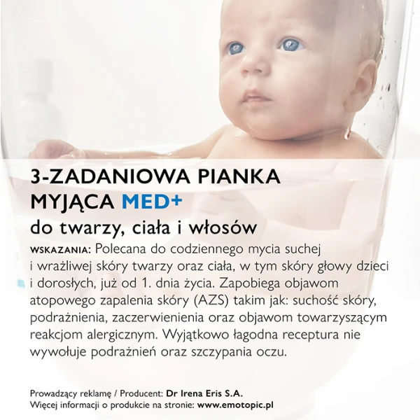 EMOTOPIC Med+ Pianka myjąca do twarzy, ciała i włosów 3 zadaniowa, 200 ml 5