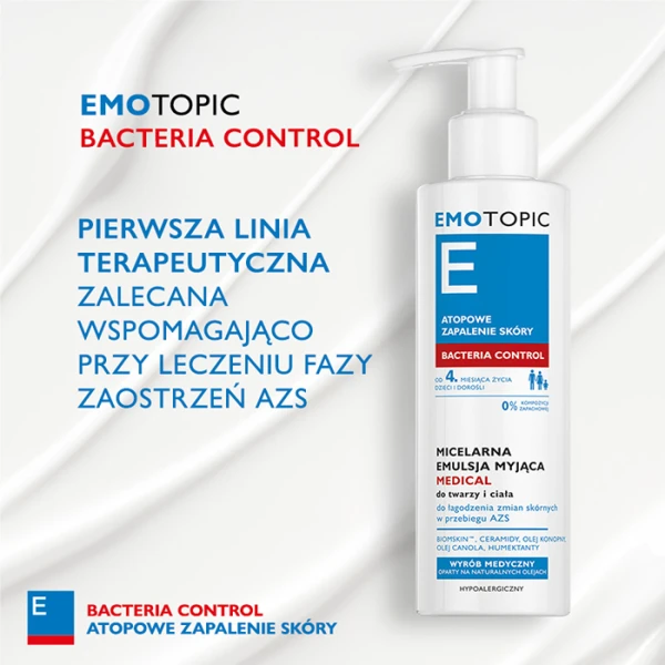 EMOTOPIC Bacteria Control Emulsja micelarna myjąca do twarzy, 190 ml 4