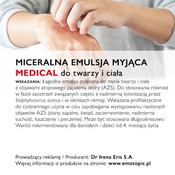 EMOTOPIC Bacteria Control Emulsja micelarna myjąca do twarzy, 190 ml 5