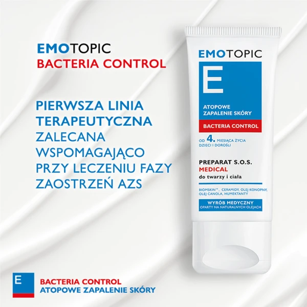 EMOTOPIC Bacteria Control Preparat do twarzy i ciała medical SOS, 30 ml 3