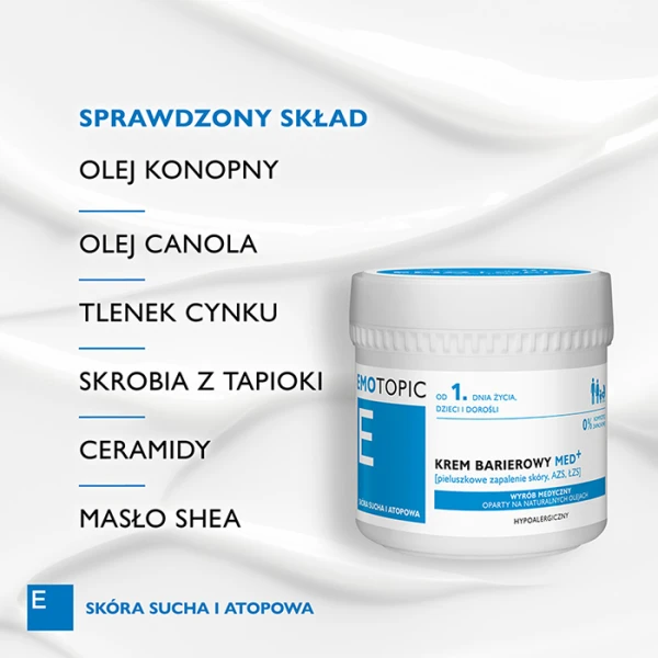 EMOTOPIC Med+ Krem pieluszkowe zapalenie skóry, AZS, ŁSZ barierowy, 75 ml 1