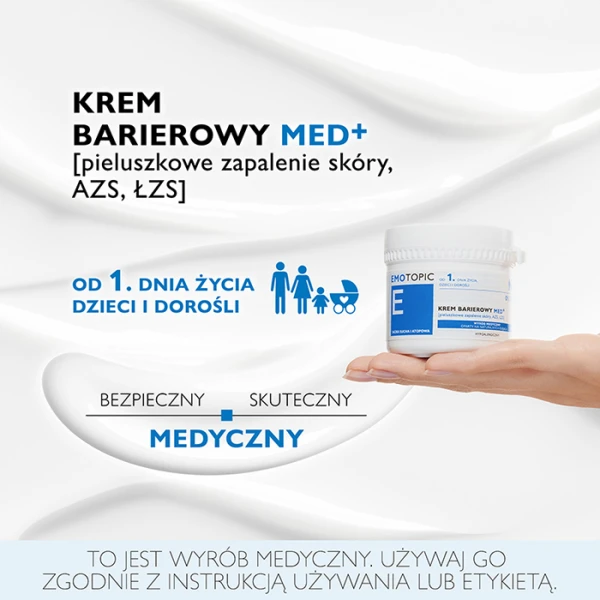 EMOTOPIC Med+ Krem pieluszkowe zapalenie skóry, AZS, ŁSZ barierowy, 75 ml 2