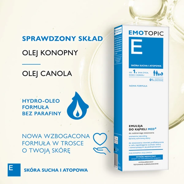 EMOTOPIC Med+ Emulsja do kąpieli do codziennego stosowania od 1 dnia życia, 400 ml 1