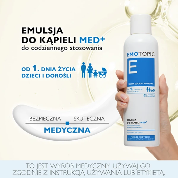 EMOTOPIC Med+ Emulsja do kąpieli do codziennego stosowania od 1 dnia życia, 400 ml 2