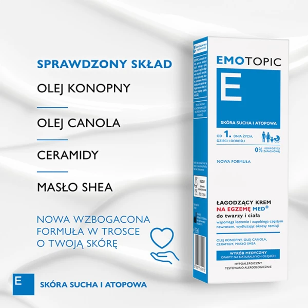 EMOTOPIC Med+ Krem do twarzy i ciała łagodzący, 75 ml 1