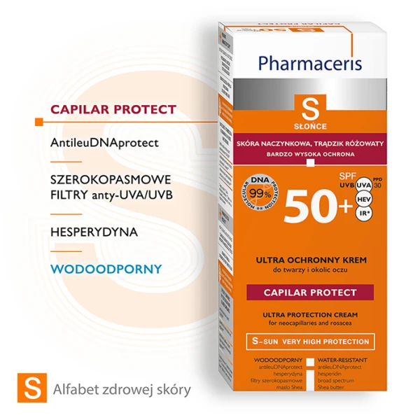 PHARMACERIS S Capilar Protect Krem ultra ochronny dla skóry naczynkowej SPF 50+, 50 ml 2