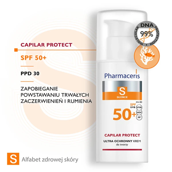 PHARMACERIS S Capilar Protect Krem ultra ochronny dla skóry naczynkowej SPF 50+, 50 ml 3