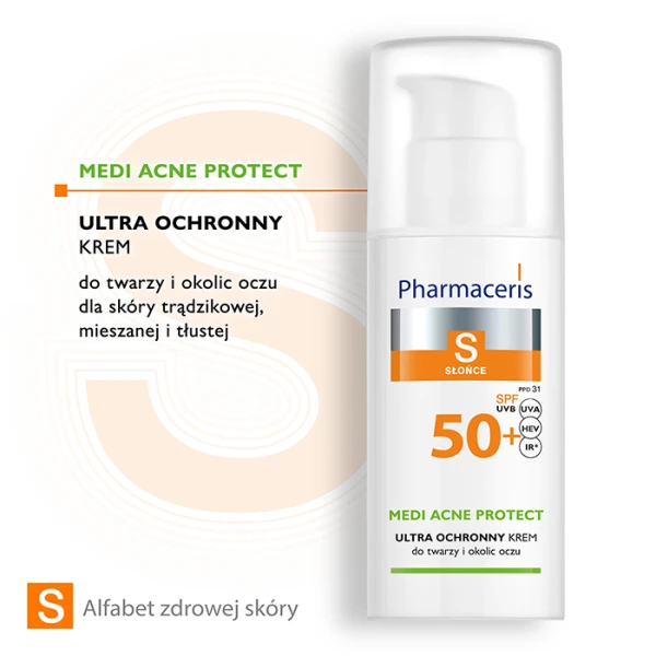 PHARMACERIS S Medi Acne Protect Krem do twarzy i okolic oczu wodoodporny SPF 50+, 50 ml 1