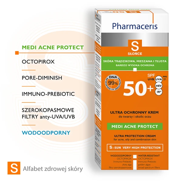 PHARMACERIS S Medi Acne Protect Krem do twarzy i okolic oczu wodoodporny SPF 50+, 50 ml 2