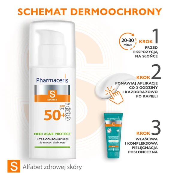 PHARMACERIS S Medi Acne Protect Krem do twarzy i okolic oczu wodoodporny SPF 50+, 50 ml 4