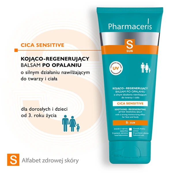 PHARMACERIS S Sun Cica Sensitive Balsam po opalaniu kojąco-regenerujący, 200 ml 1