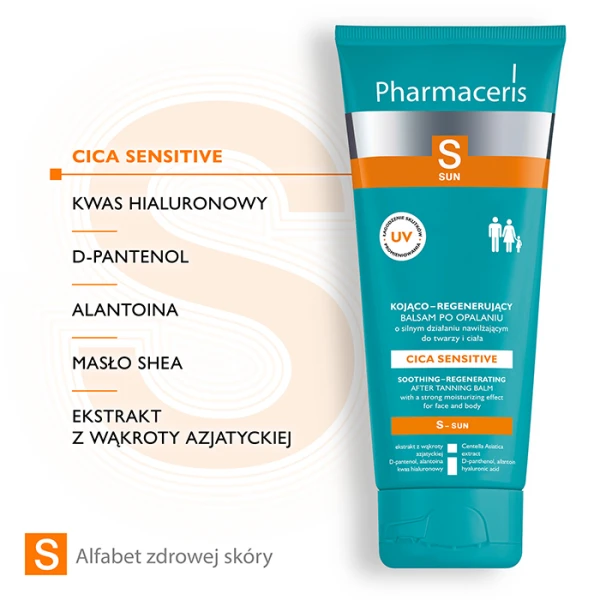 PHARMACERIS S Sun Cica Sensitive Balsam po opalaniu kojąco-regenerujący, 200 ml 2