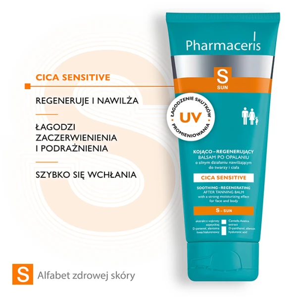PHARMACERIS S Sun Cica Sensitive Balsam po opalaniu kojąco-regenerujący, 200 ml 3