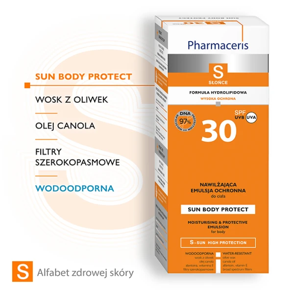 PHARMACERIS S Sun Body Protect Emulsja do ciała nawilżająca ochronna SPF 30, 150 ml 2