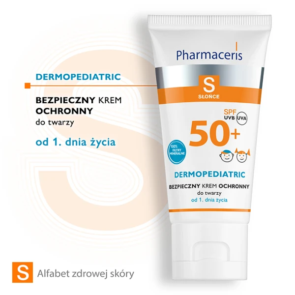 PHARMACERIS S Sun Krem do twarzy dla dzieci bezpieczny 100% filtrów mineralnych SPF 50+, 50 ml 1
