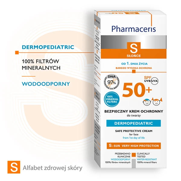 PHARMACERIS S Sun Krem do twarzy dla dzieci bezpieczny 100% filtrów mineralnych SPF 50+, 50 ml 2
