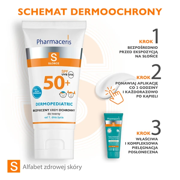 PHARMACERIS S Sun Krem do twarzy dla dzieci bezpieczny 100% filtrów mineralnych SPF 50+, 50 ml 4