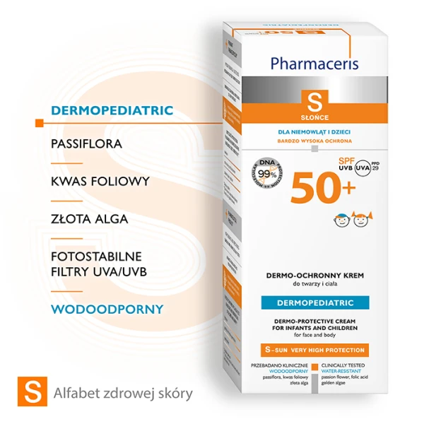 PHARMACERIS S Dermopediatric Krem do twarzy i ciała dla niemowląt i dzieci SPF 50+, 125 ml 2
