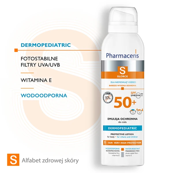 PHARMACERIS S Dermopediatric Emulsja do ciała dla niemowląt i dzieci wodoodporna SPF 50+, 150 ml 2
