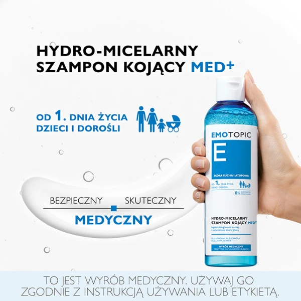 Emotopic Med + Hydro-micelarny szampon do mycia włosów kojący, 250ml 1
