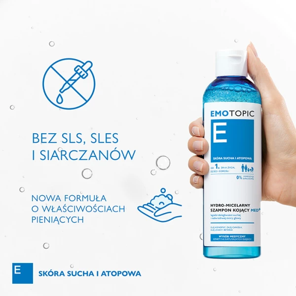 Emotopic Med + Hydro-micelarny szampon do mycia włosów kojący, 250ml 4