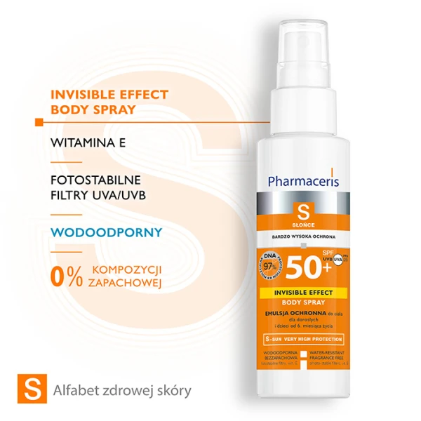 Pharmaceris S Invisible Efect Body Spray emulsja ochronna do ciała dla dorosłych i dzieci SPF 50+ 6 m+, 150ml 2