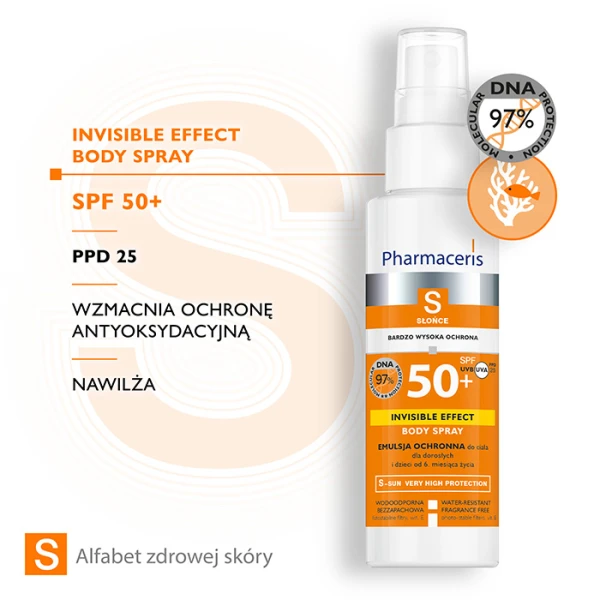Pharmaceris S Invisible Efect Body Spray emulsja ochronna do ciała dla dorosłych i dzieci SPF 50+ 6 m+, 150ml 3