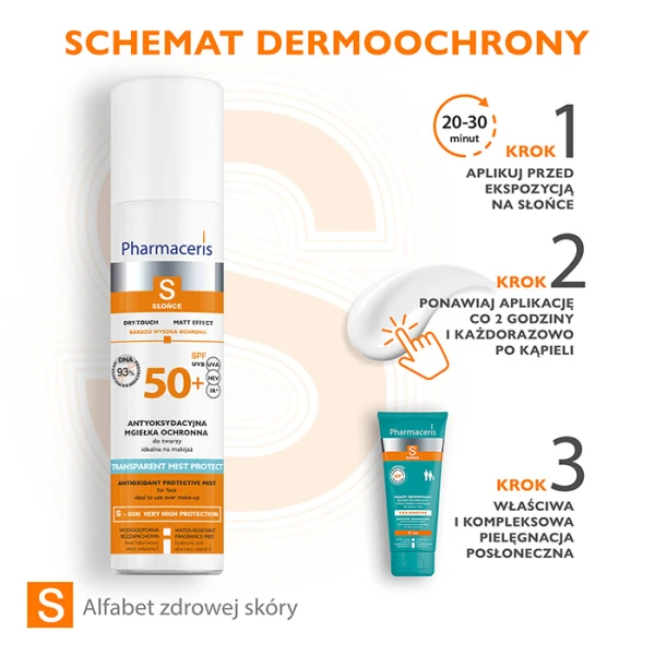 Pharmaceris S Transparent Mist Protect Mgiełka do twarzy antyoksydacyjna ochronna SPF 50+, 75 ml 4