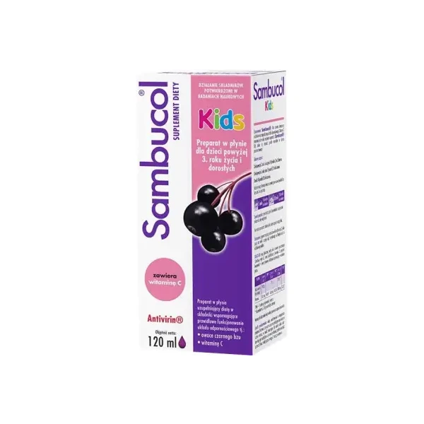 Sambucol Kids płyn dla dzieci powyżej 3 roku życia i dorosłych 120 ml 1