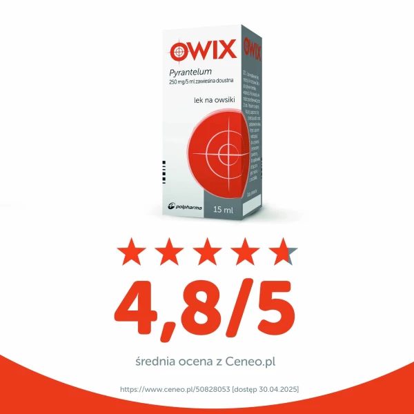 Pyrantelum OWIX zawiesina doustna 0,25g/5ml 15 ml 4