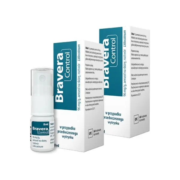 2 x BRAVERA CONTROL Aerozol na skórę opóźniający wytrysk, 8 ml