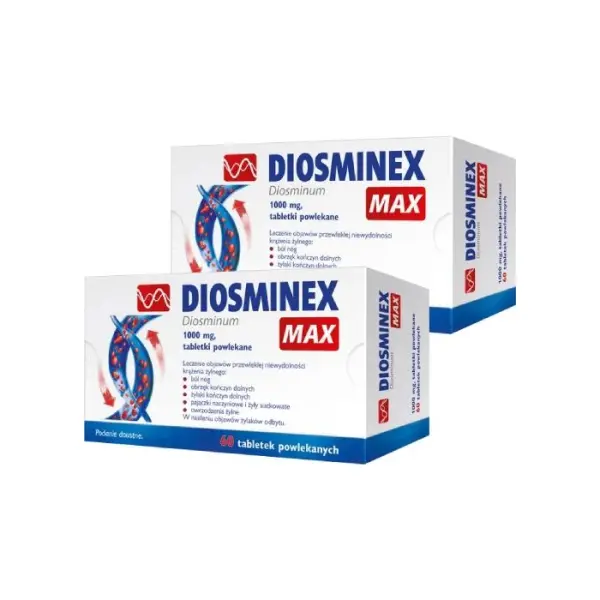 2 x Diosminex Max 1000mg 60 tabletek