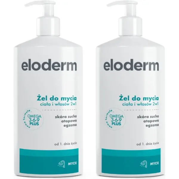 2 x ELODERM Żel do mycia ciała i włosów 2w1, 400 ml