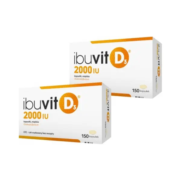 2 x IBUVIT D3 2000 IU, niedobór witaminy D, 150 kapsułek