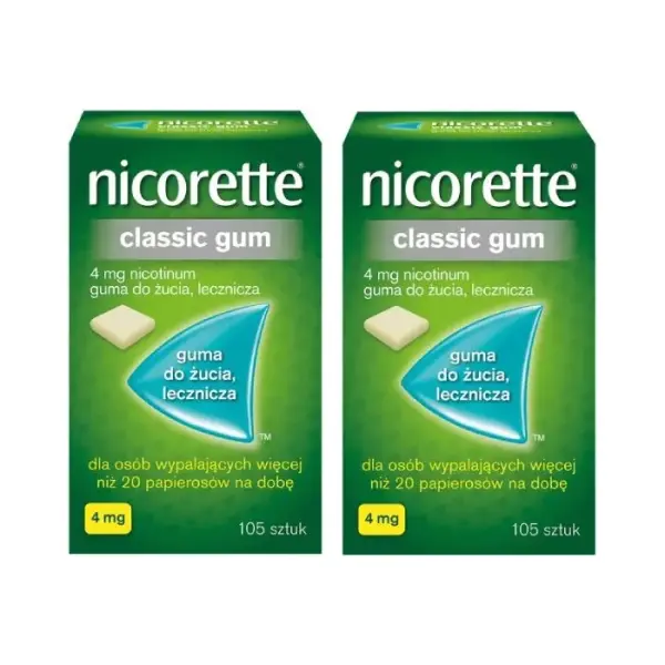 2 x NICORETTE CLASSIC 4 mg, gumy na rzucanie palenia, 105 sztuk