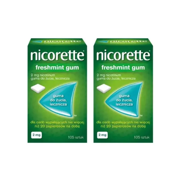 2 x NICORETTE FRESHMINT 2 mg, na rzucanie palenia, 105 sztuk