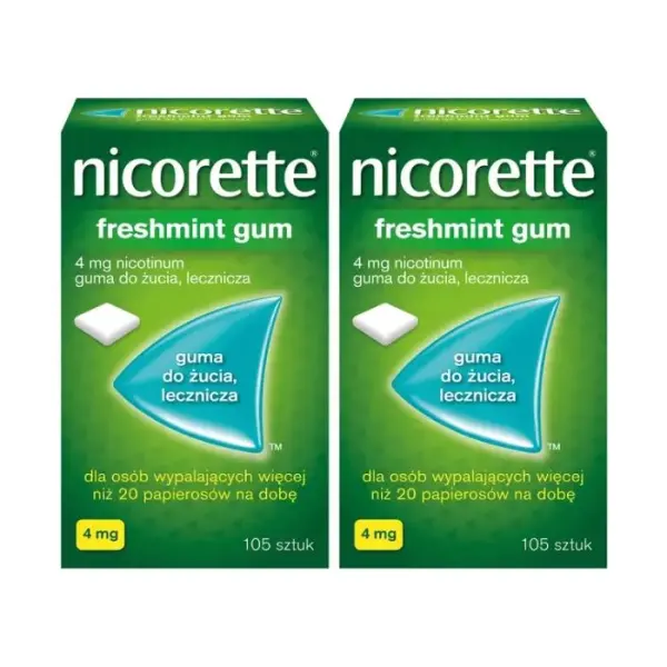 2 x NICORETTE Freshmint Gum 4mg, rzucanie palenia, 105 sztuk