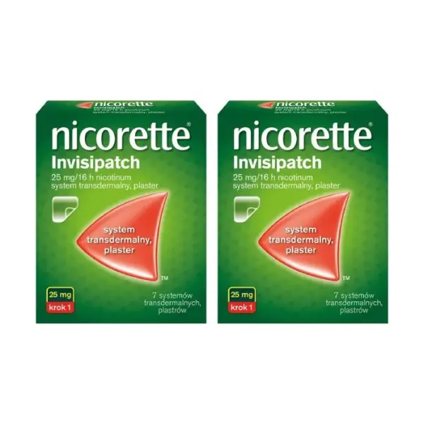 2 x NICORETTE INVISIPATCH Plaster na rzucanie palenia, 25 mg, 7 sztuk