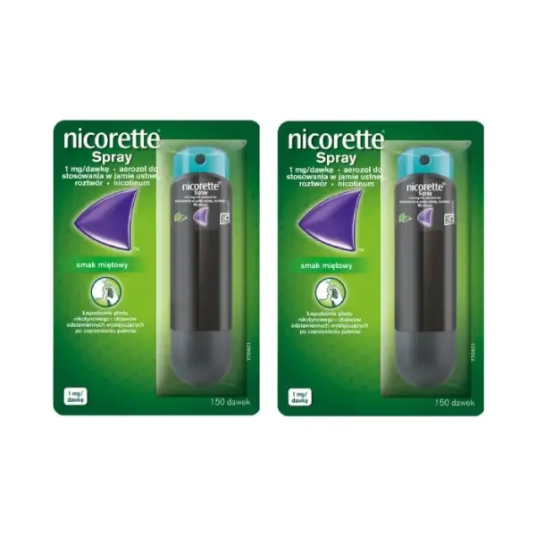 2 x NICORETTE SPRAY aerozol do stosowania w jamie ustnej 1mg/dawkę, 150 dawek