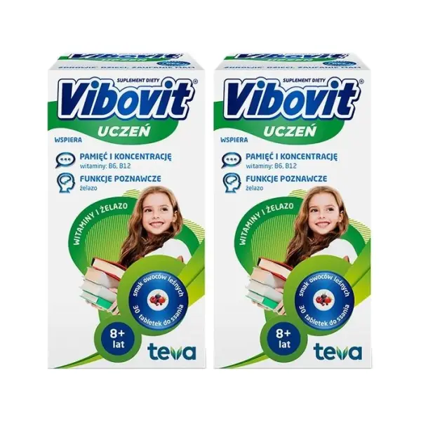 2 x Vibovit Uczeń Witaminy + Żelazo 30 tabletek do ssania