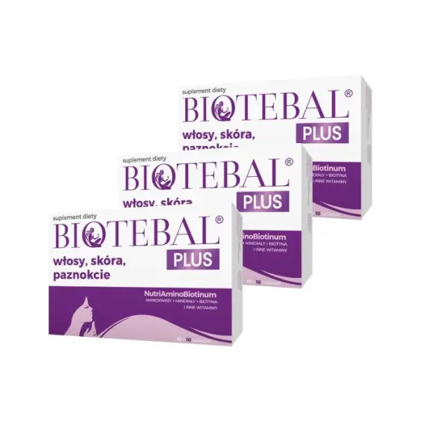 3 x BIOTEBAL PLUS włosy, skóra, paznokcie 30+10 tabletek